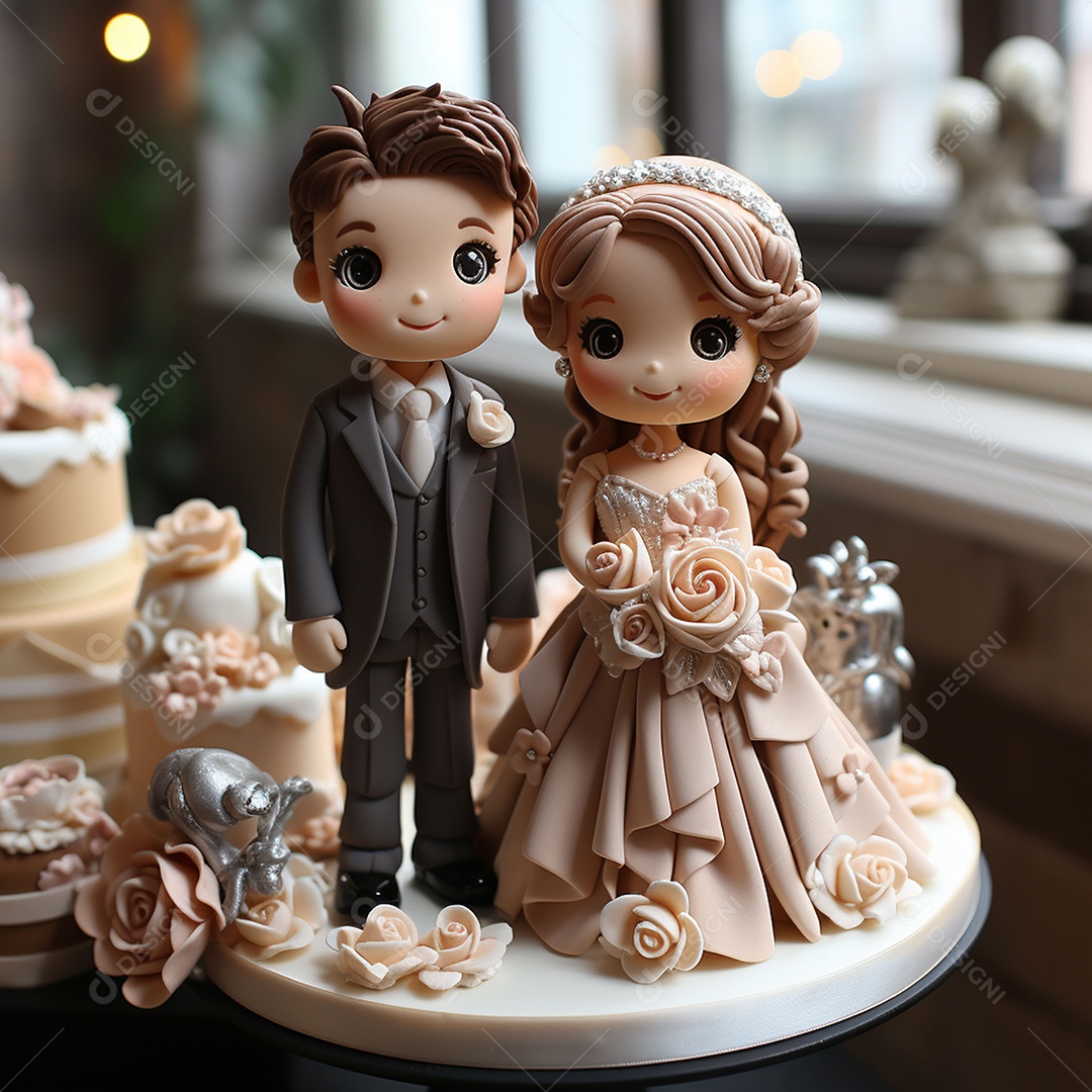 Bolo de casamento fofo para noivos