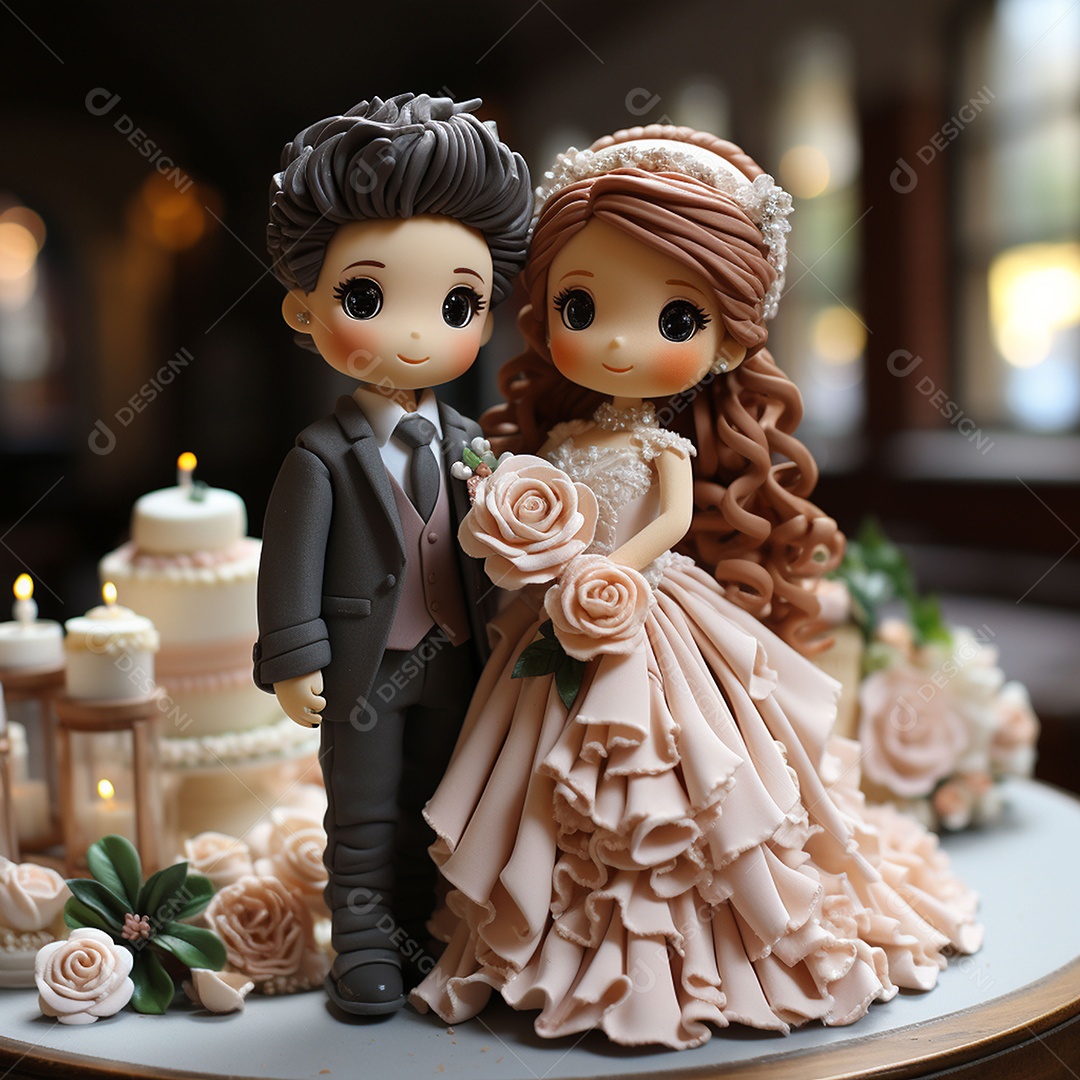 Bolo de casamento fofo para noivos