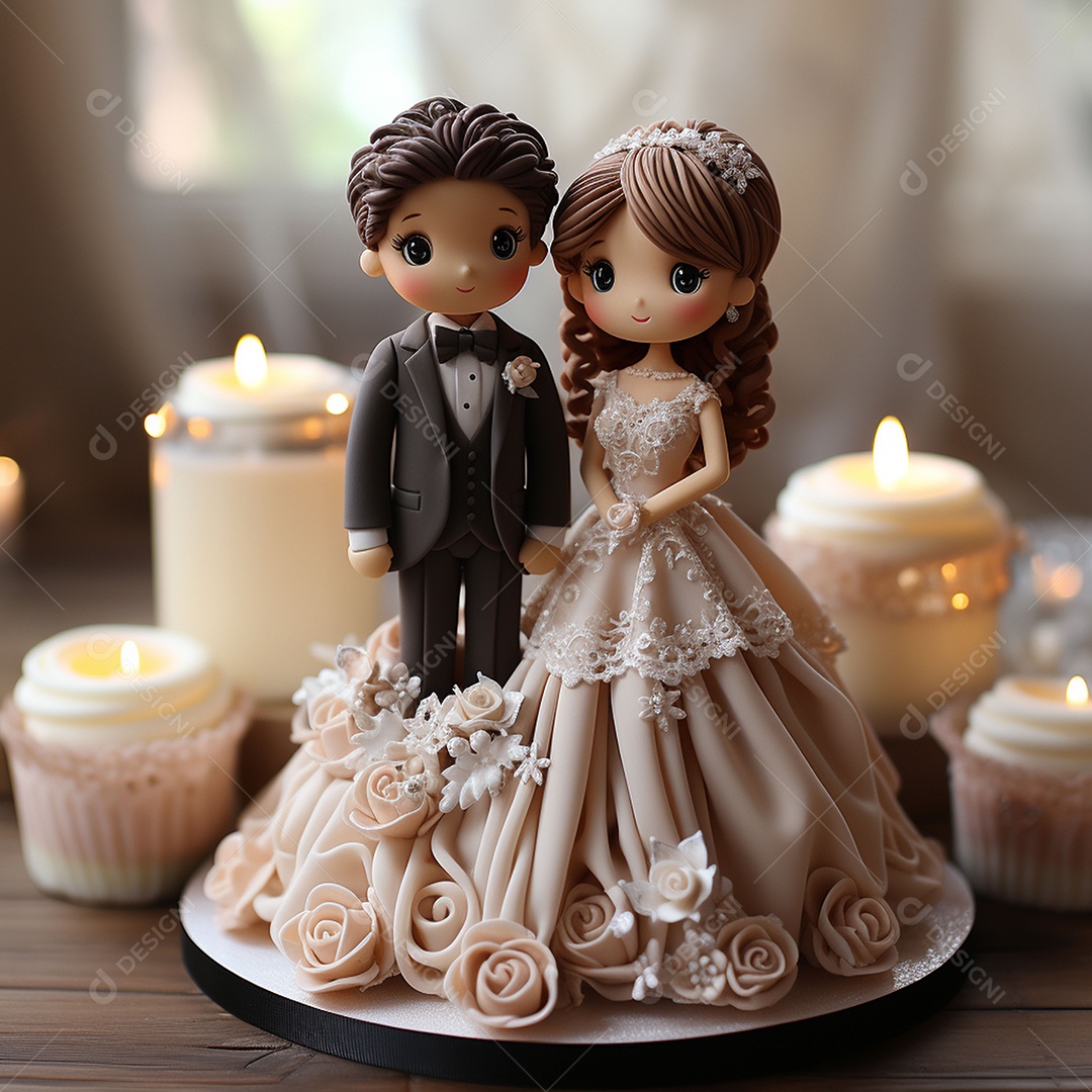 Bolo de casamento fofo para noivos