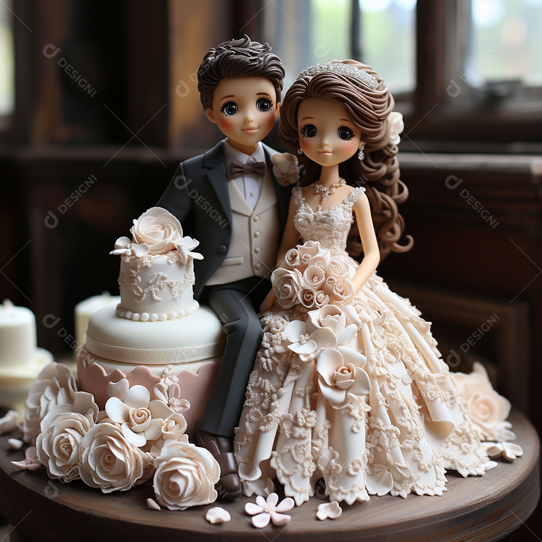 Bolo de casamento fofo para noivos