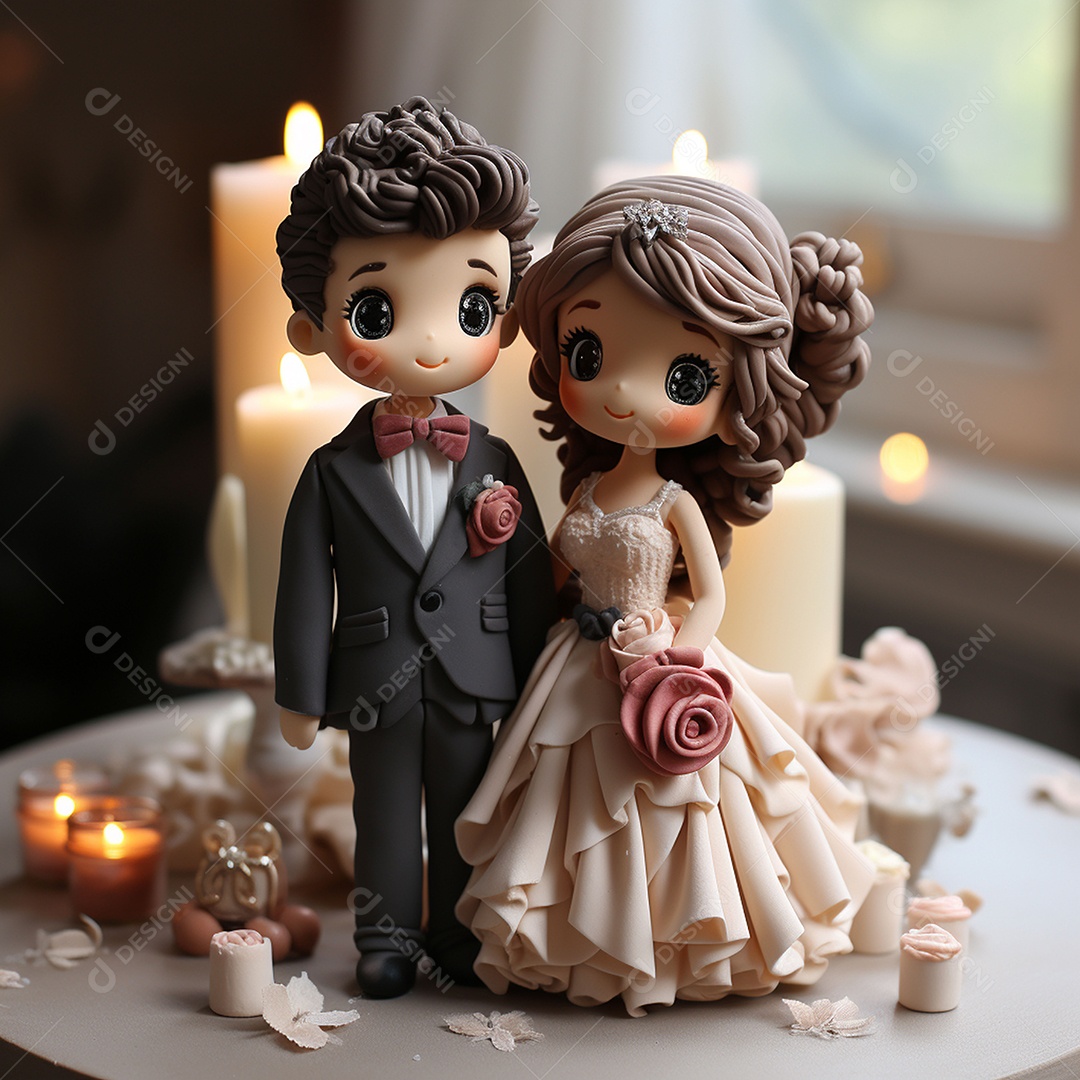 Bolo de casamento fofo para noivos