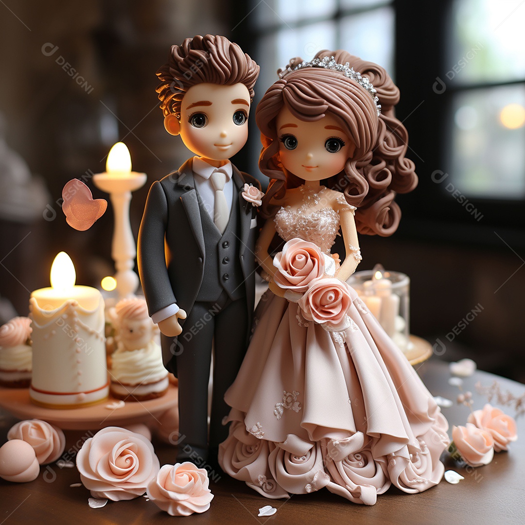 Bolo de casamento fofo para noivos