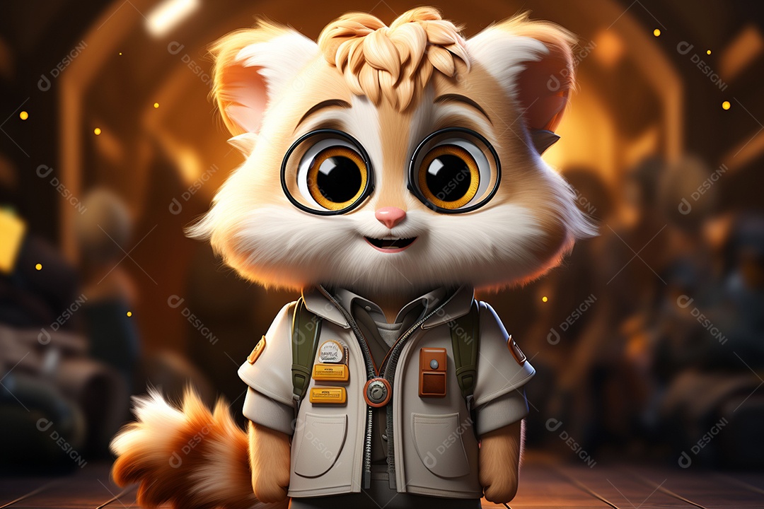 Mascote animal fofo de desenho animado para coreano