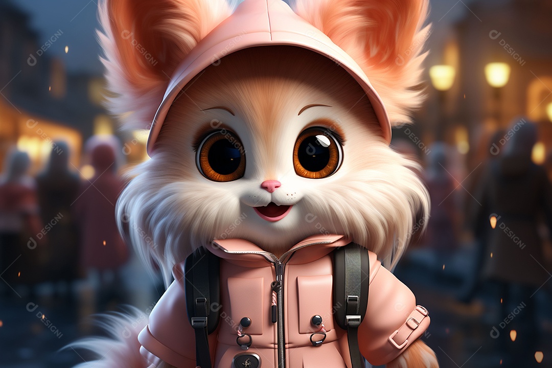 Mascote animal fofo de desenho animado para coreano