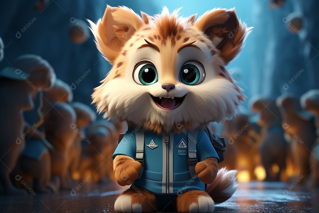 Mascote animal fofo de desenho animado para coreano