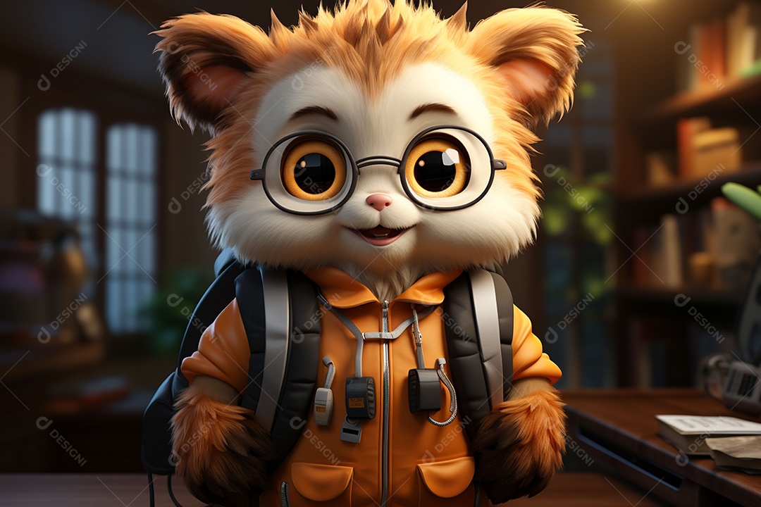 Mascote animal fofo de desenho animado para coreano