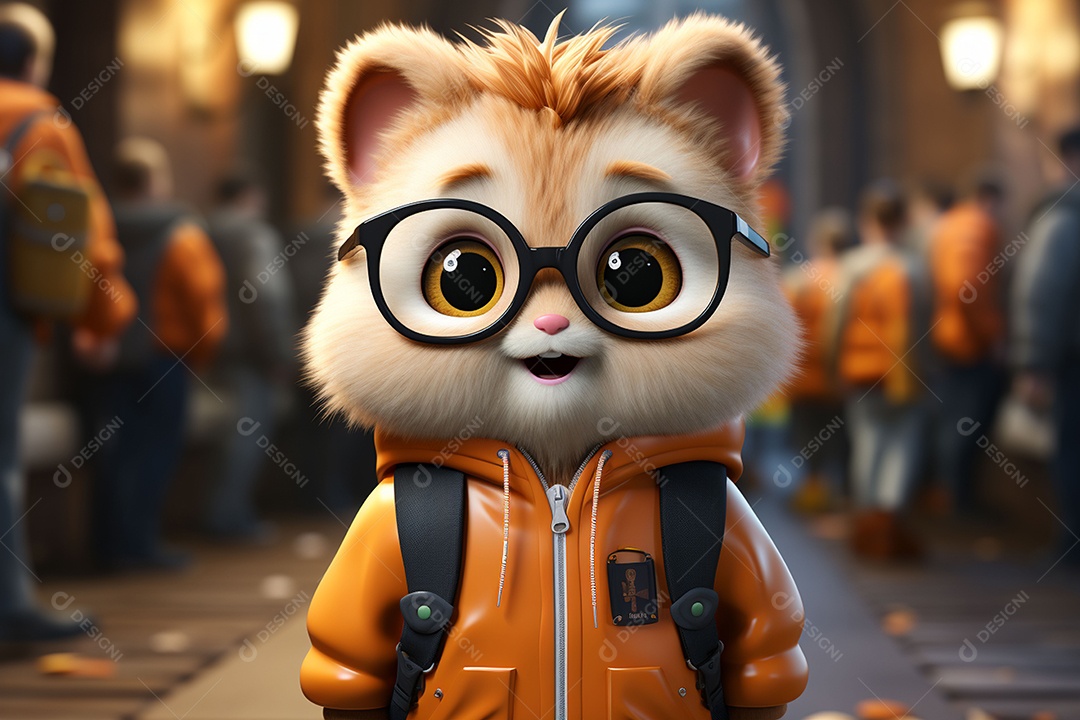 Mascote animal fofo de desenho animado para coreano