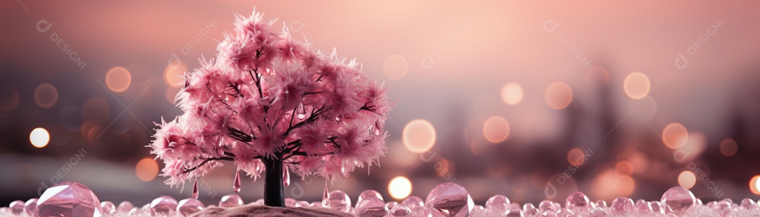 Linda árvore de Natal rosa com bolas