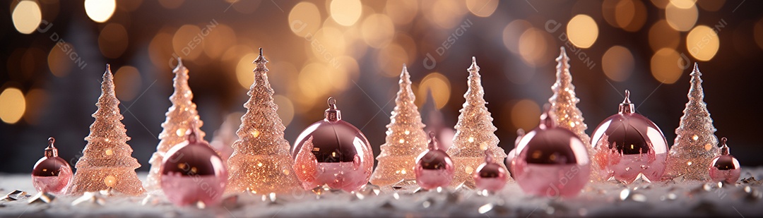 Linda árvore de Natal rosa com bolas