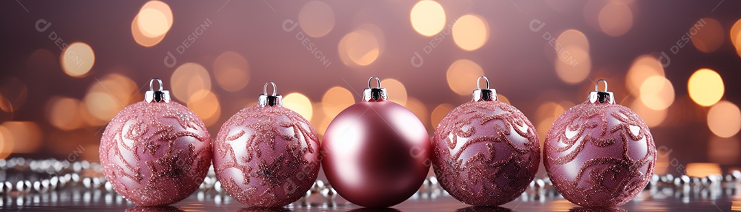 Linda árvore de Natal rosa com bolas