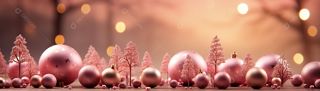 Linda árvore de Natal rosa com bolas