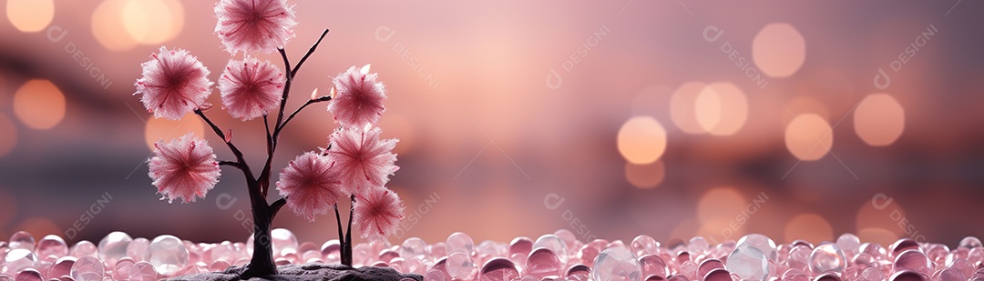 Linda árvore de Natal rosa com bolas