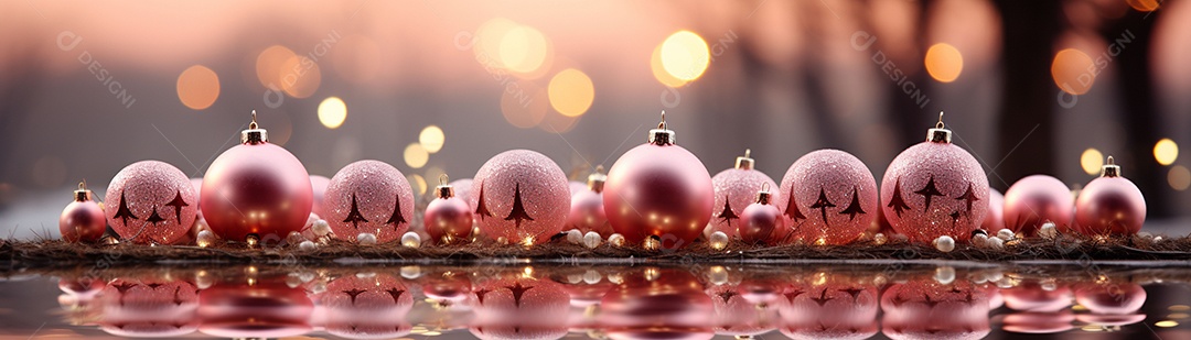 Linda árvore de Natal rosa com bolas