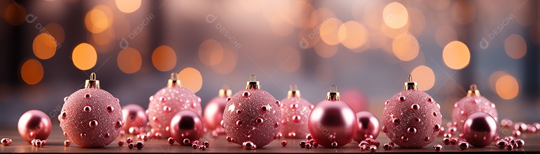 Linda árvore de Natal rosa com bolas