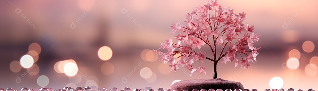 Linda árvore de Natal rosa com bolas