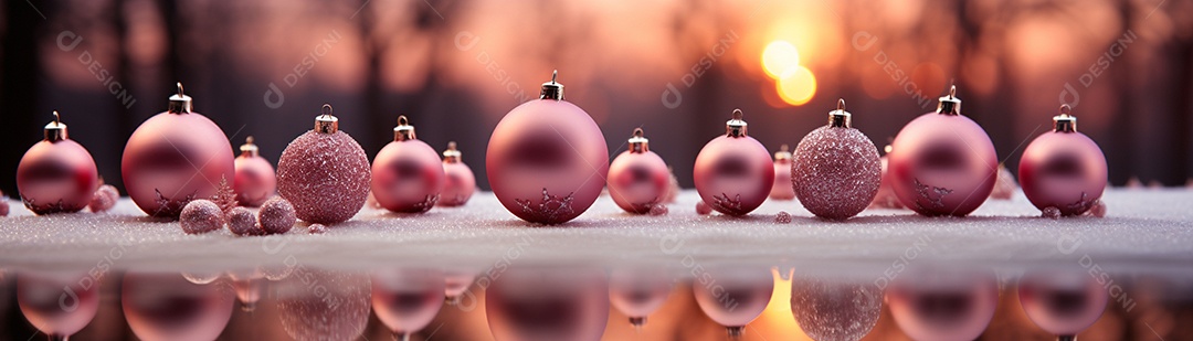 Linda árvore de Natal rosa com bolas