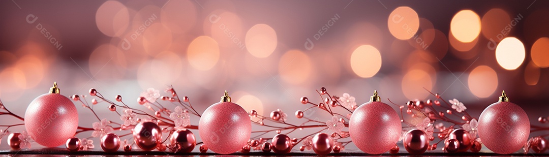 Linda árvore de Natal rosa com bolas
