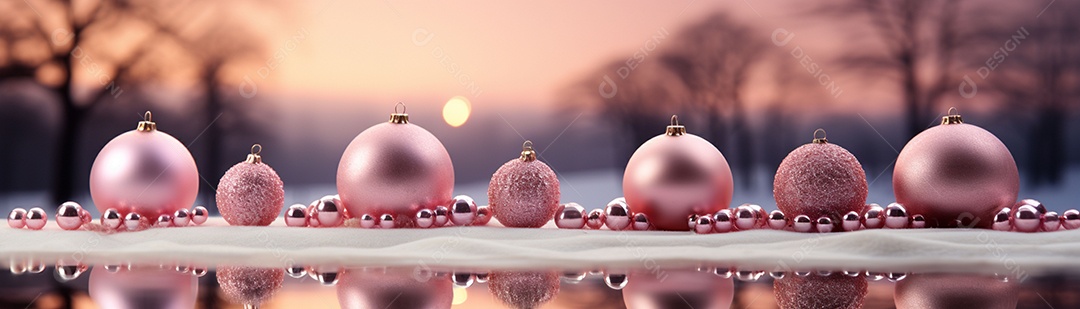 Linda árvore de Natal rosa com bolas