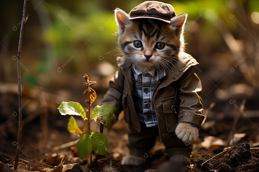 Gato fofo ao ar livre