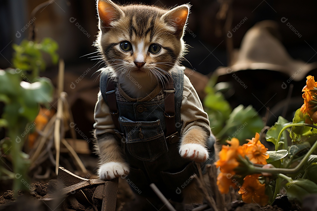 Gato fofo ao ar livre