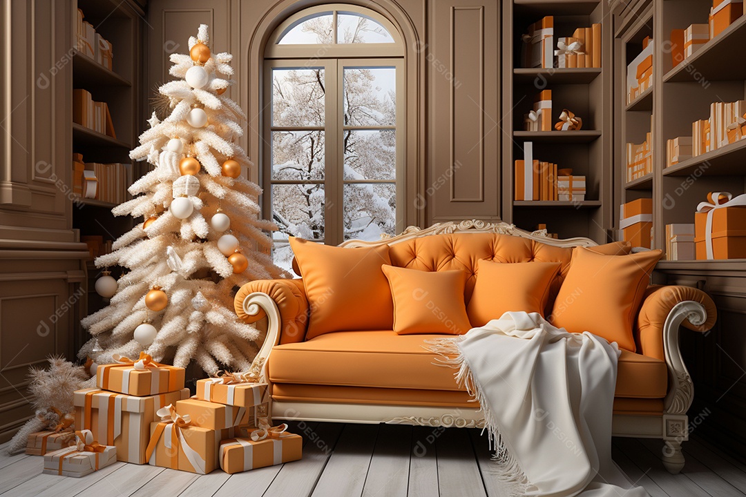 Interior decorativo de casa de Natal