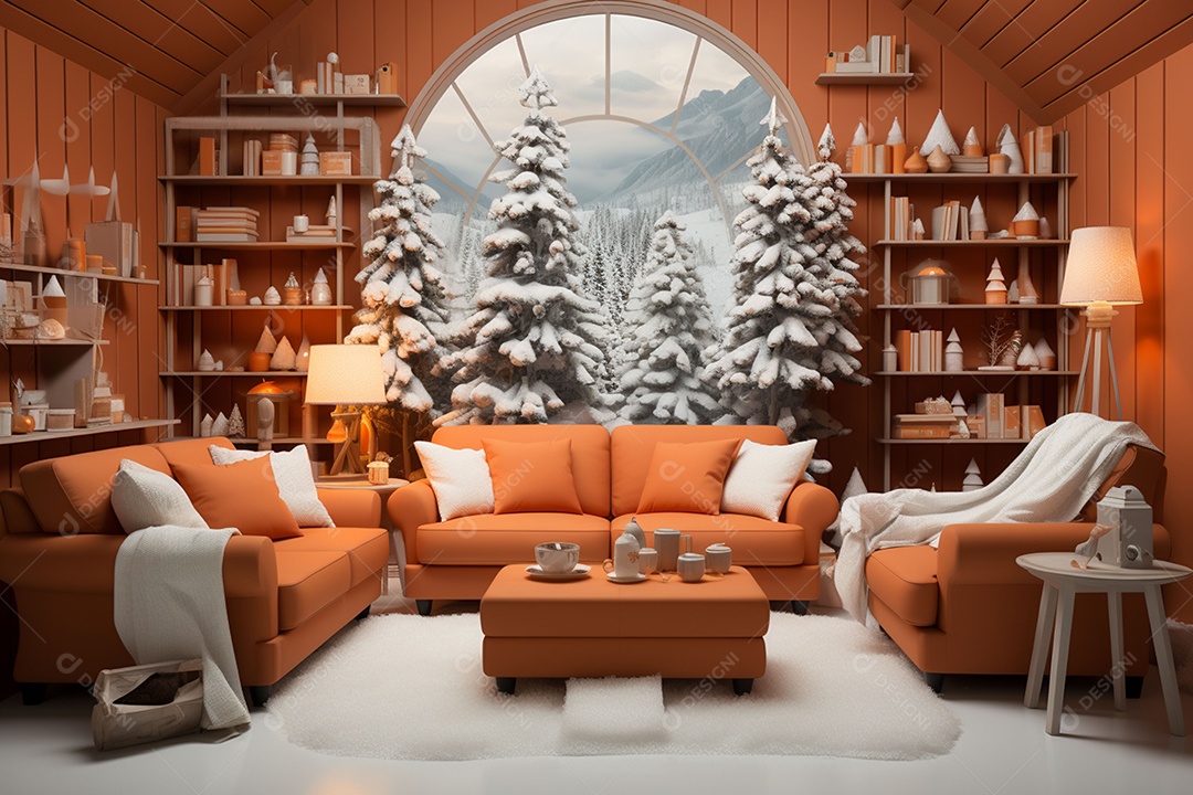 Interior decorativo de casa de Natal