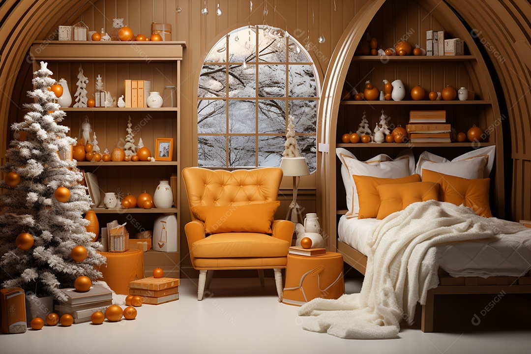 Interior decorativo de casa de Natal