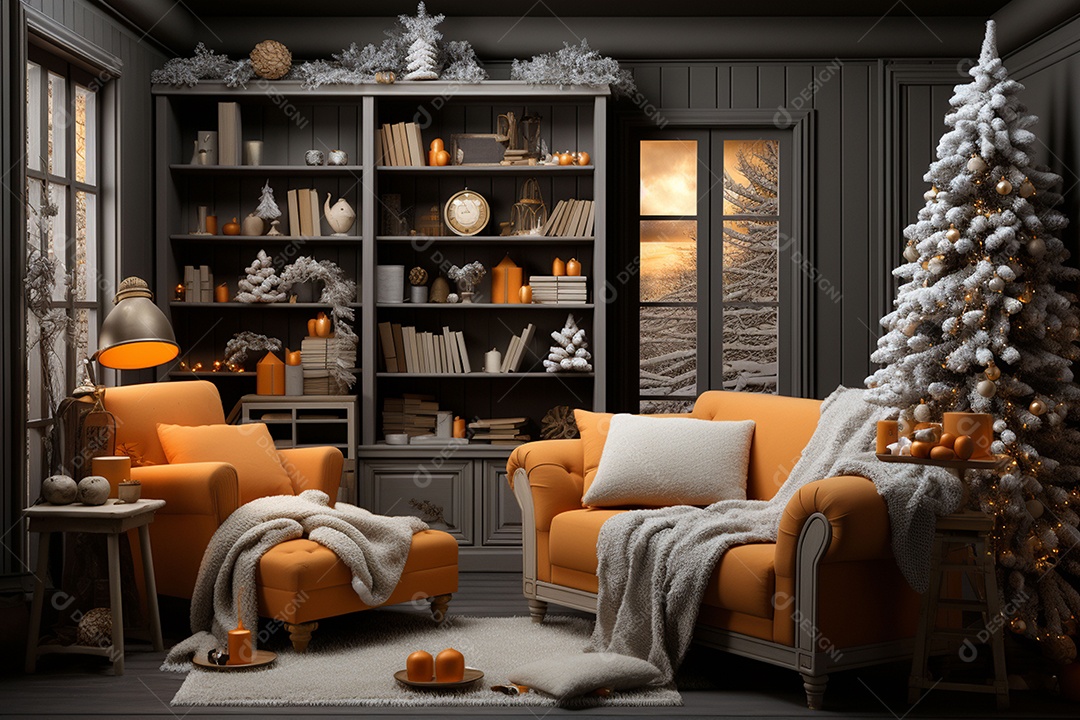 Interior decorativo de casa de Natal