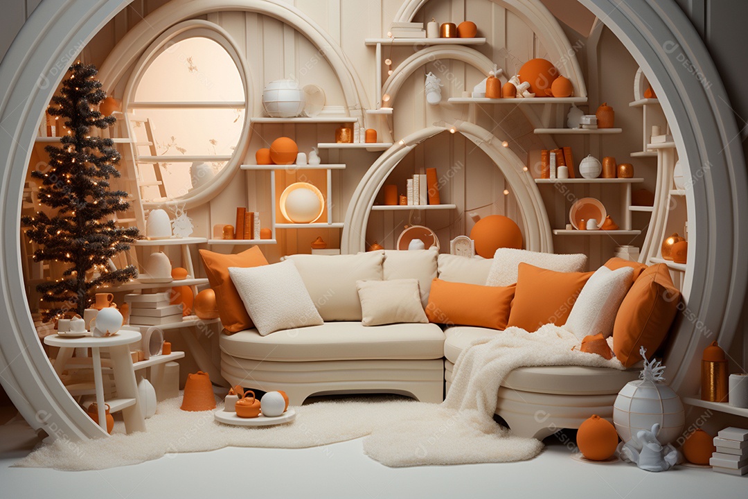 Interior decorativo de casa de Natal