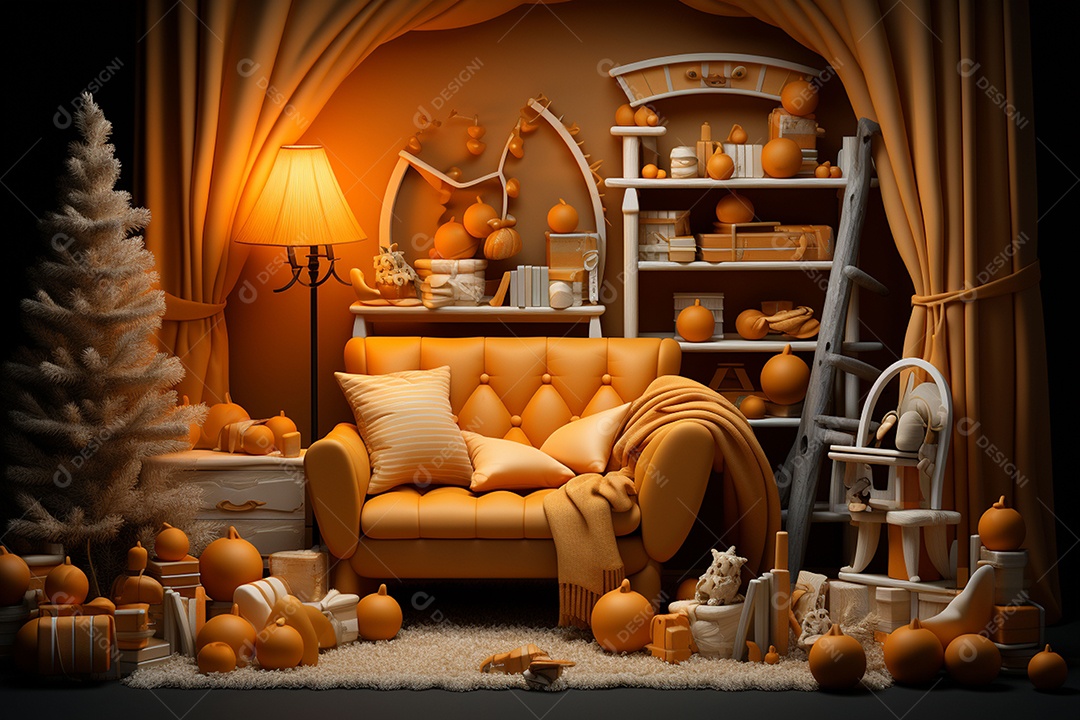 Interior decorativo de casa de Natal