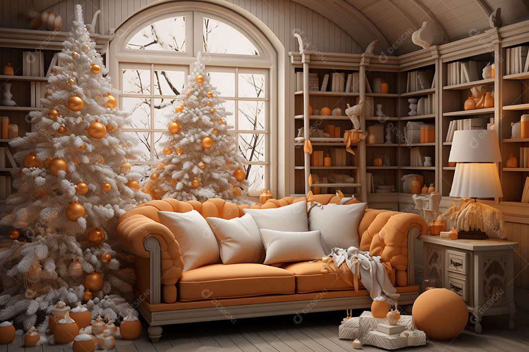 Interior decorativo de casa de Natal