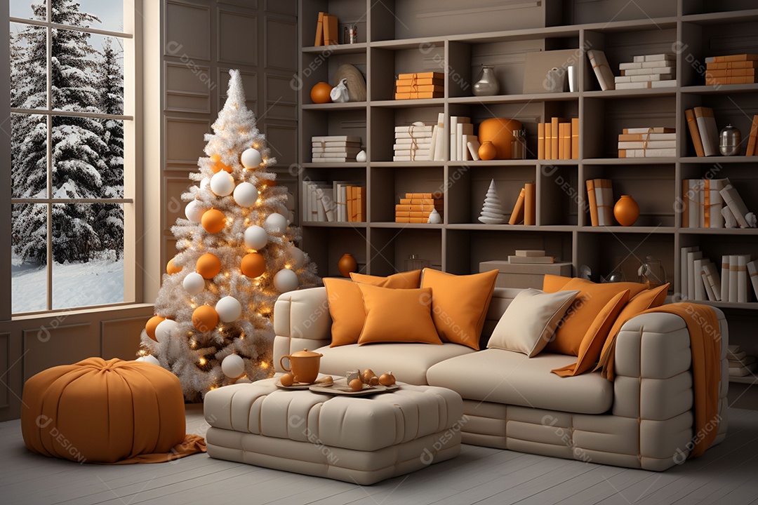 Interior decorativo de casa de Natal