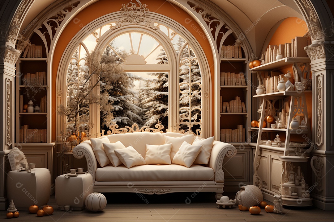 Interior decorativo de casa de Natal