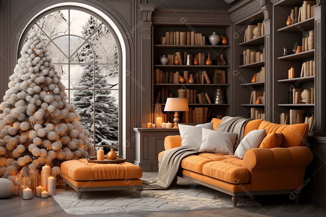 Interior decorativo de casa de Natal