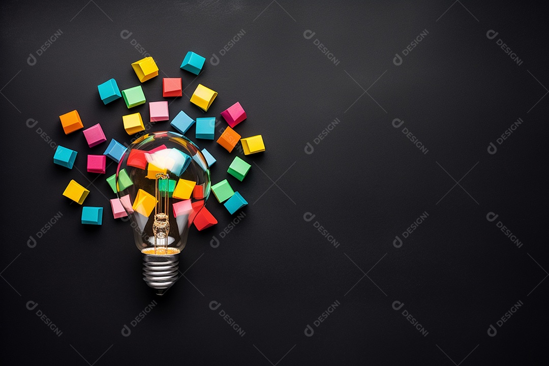 Composição criativa de flat lay com lâmpada