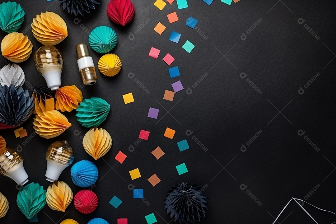 Composição criativa de flat lay com lâmpada