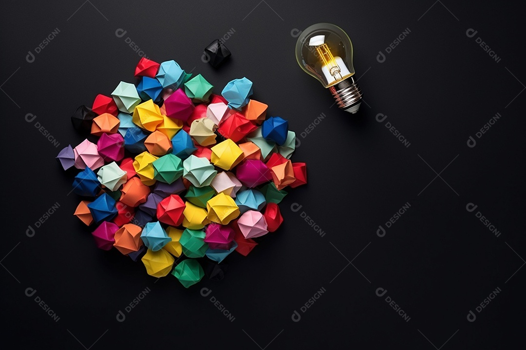 Composição criativa de flat lay com lâmpada