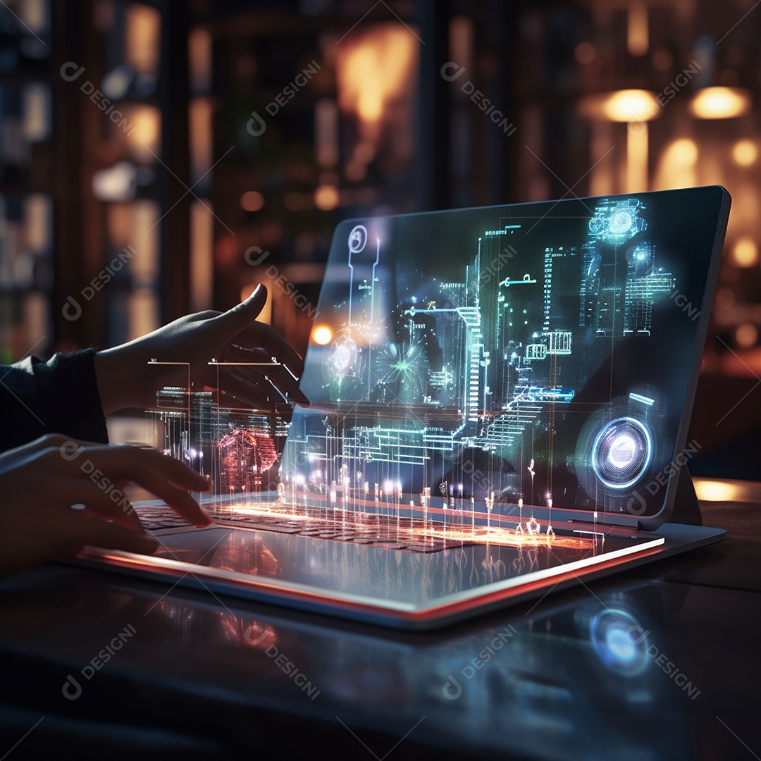 Holograma de computador brilhante