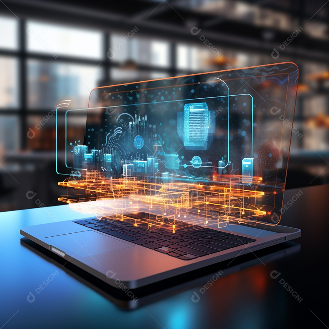 Holograma de computador brilhante