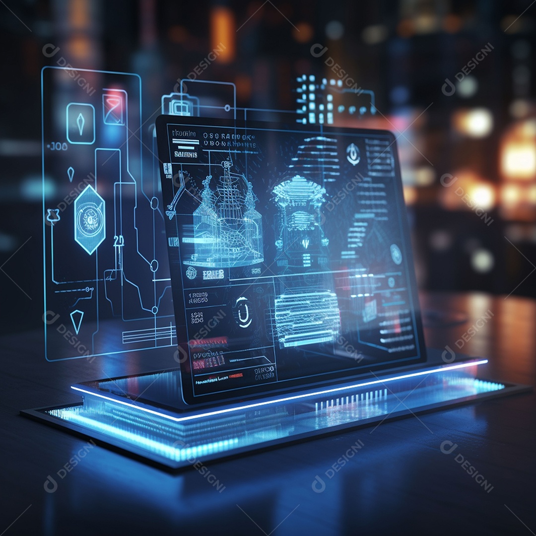 Holograma de computador brilhante