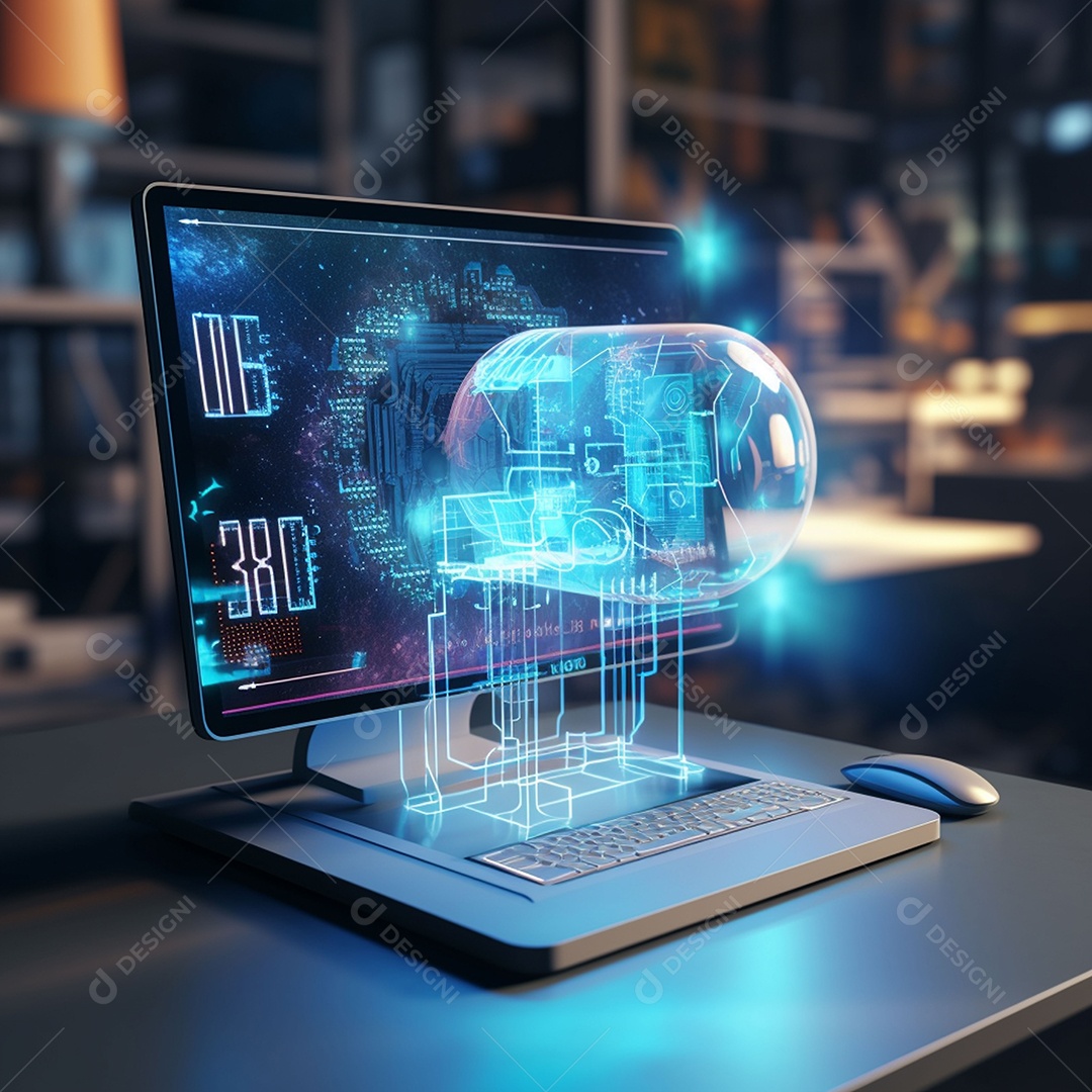 Holograma de computador brilhante