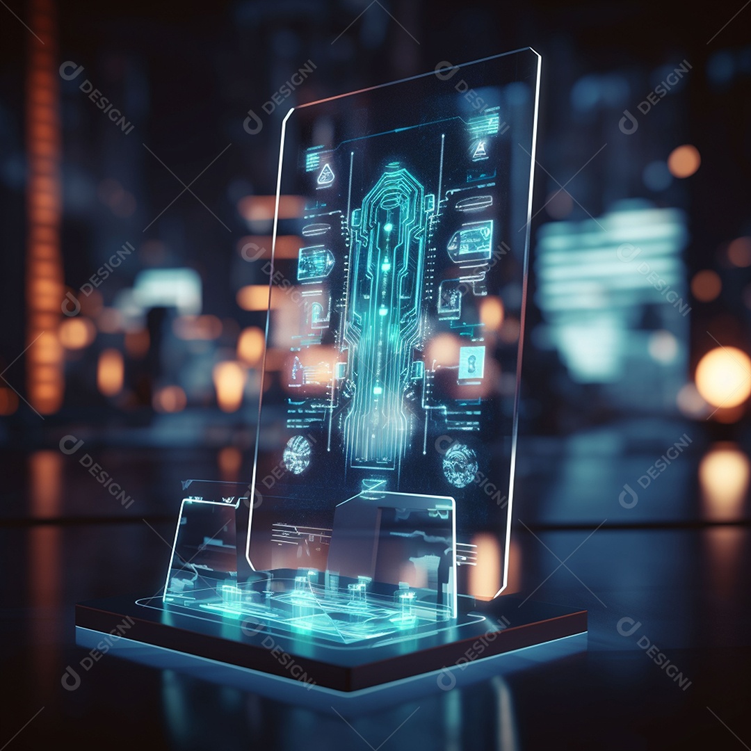 Holograma de computador brilhante