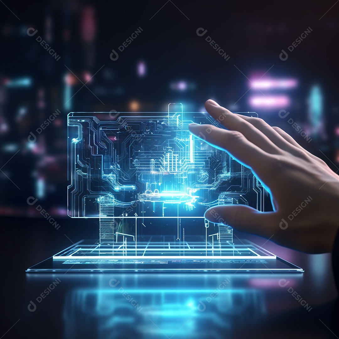 Holograma de computador brilhante