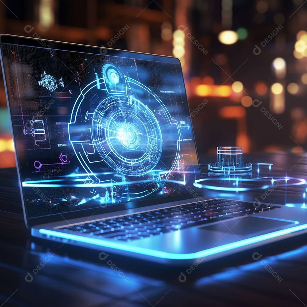 Holograma de computador brilhante