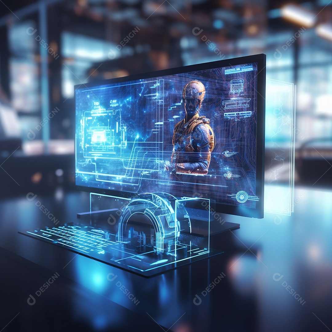 Holograma de computador brilhante