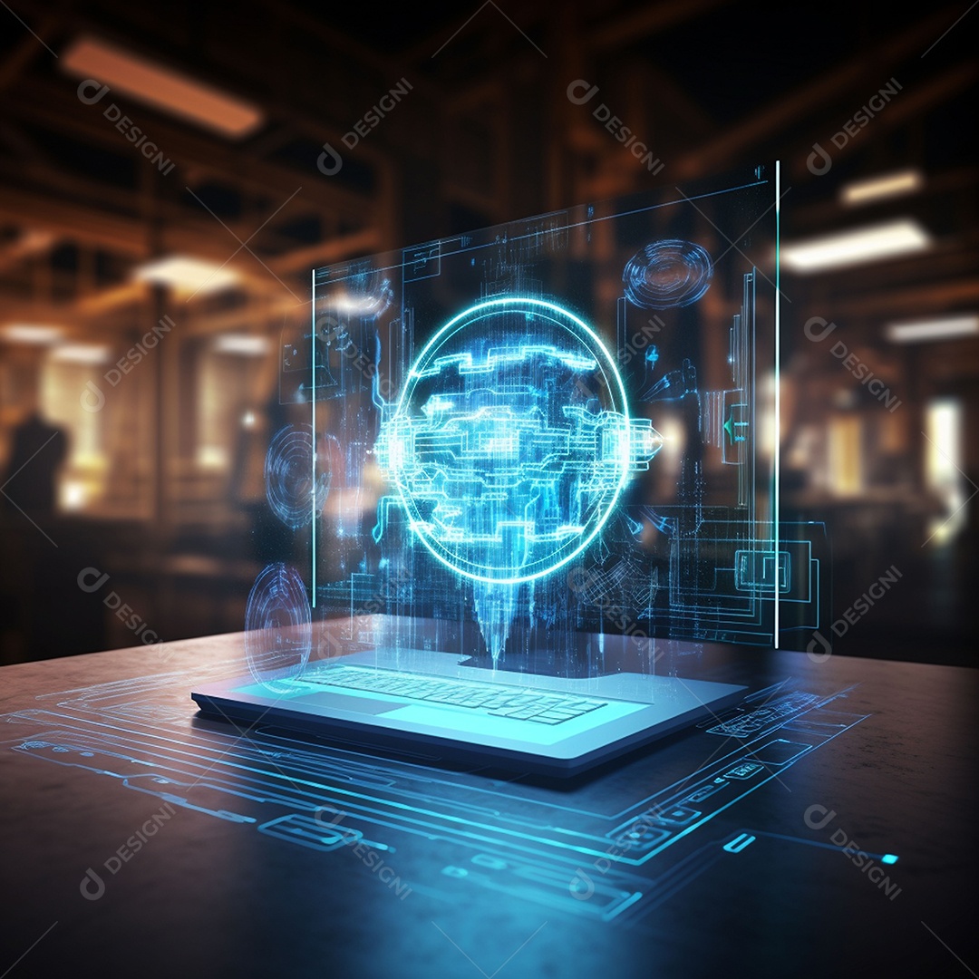 Holograma de computador brilhante