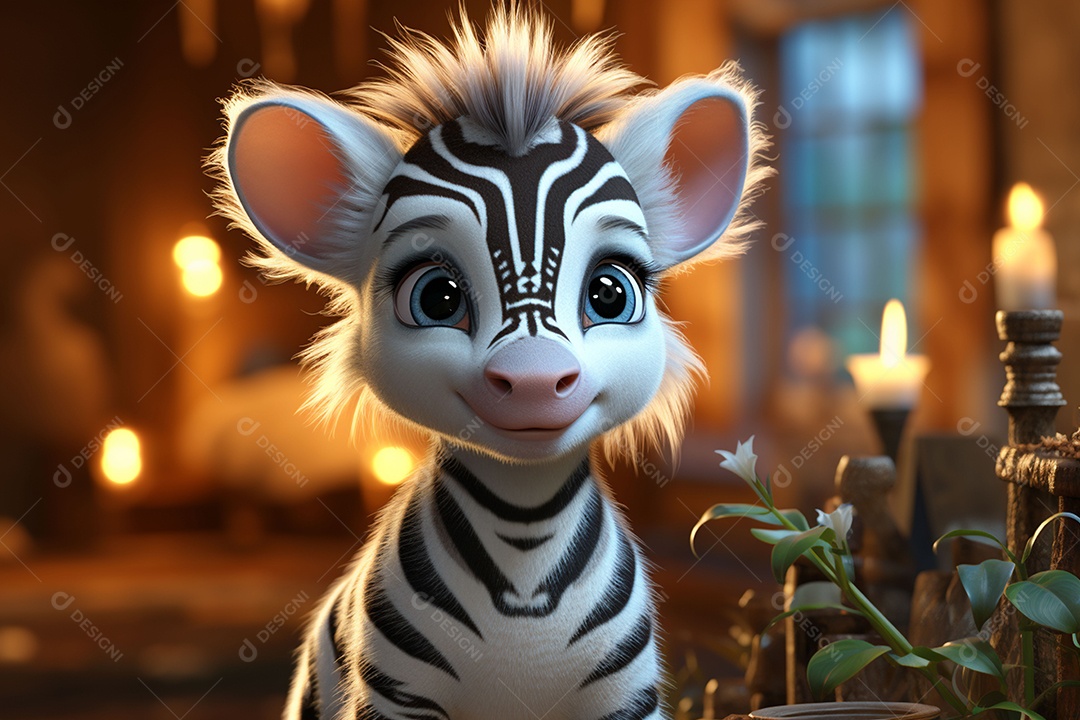 Zebra pequena fofa hiperrealista
