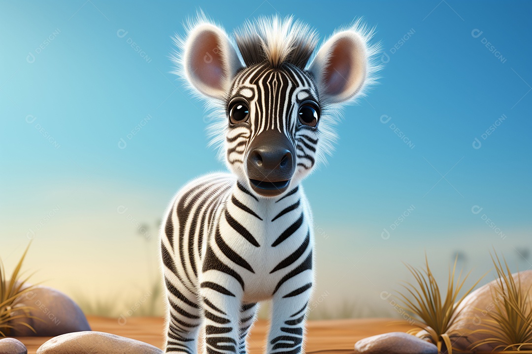 Zebra pequena fofa hiperrealista