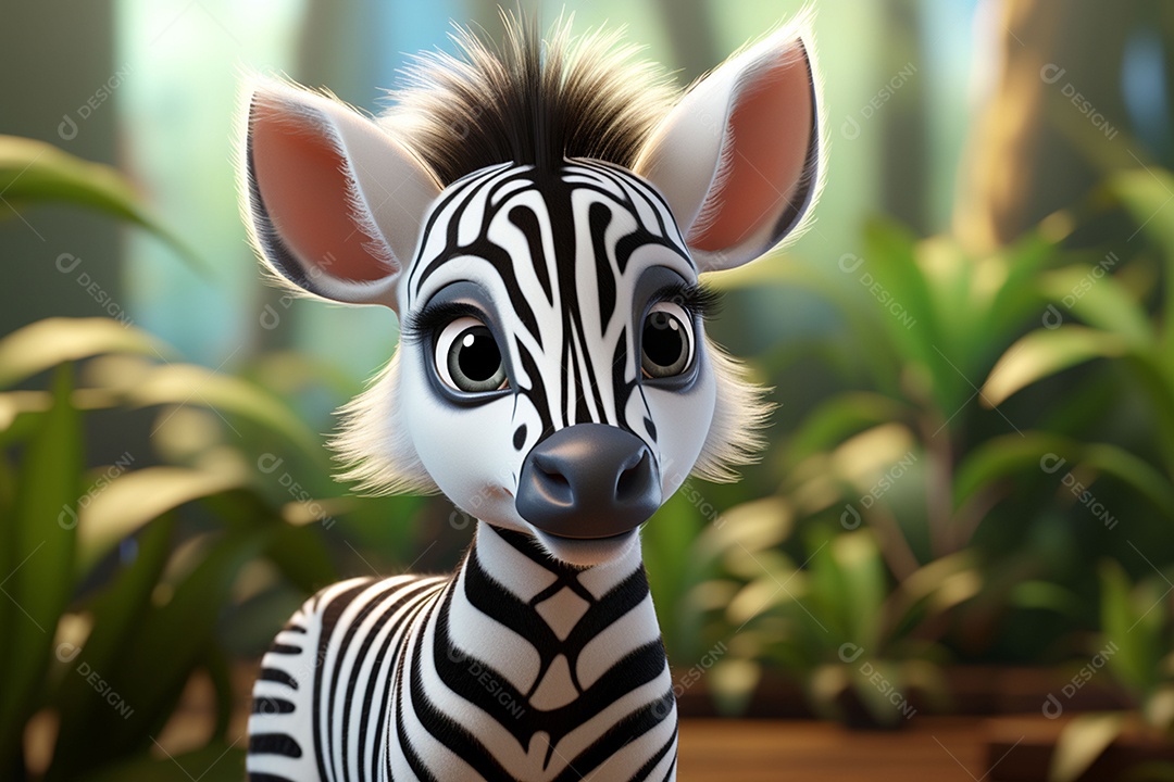Zebra pequena fofa hiperrealista