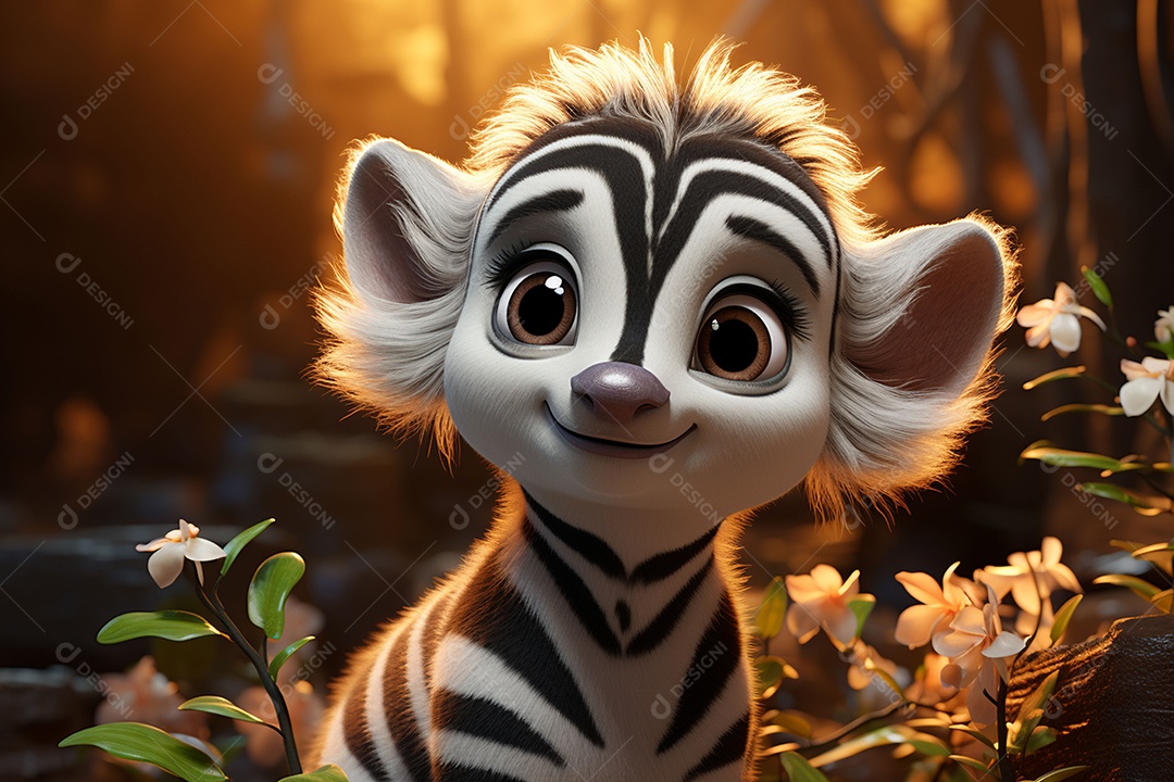 Zebra pequena fofa hiperrealista